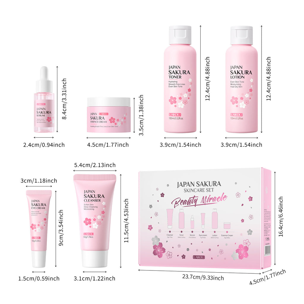 Cherry Blossom Skin Care Set Cleansing And Brightening 6-piece Set