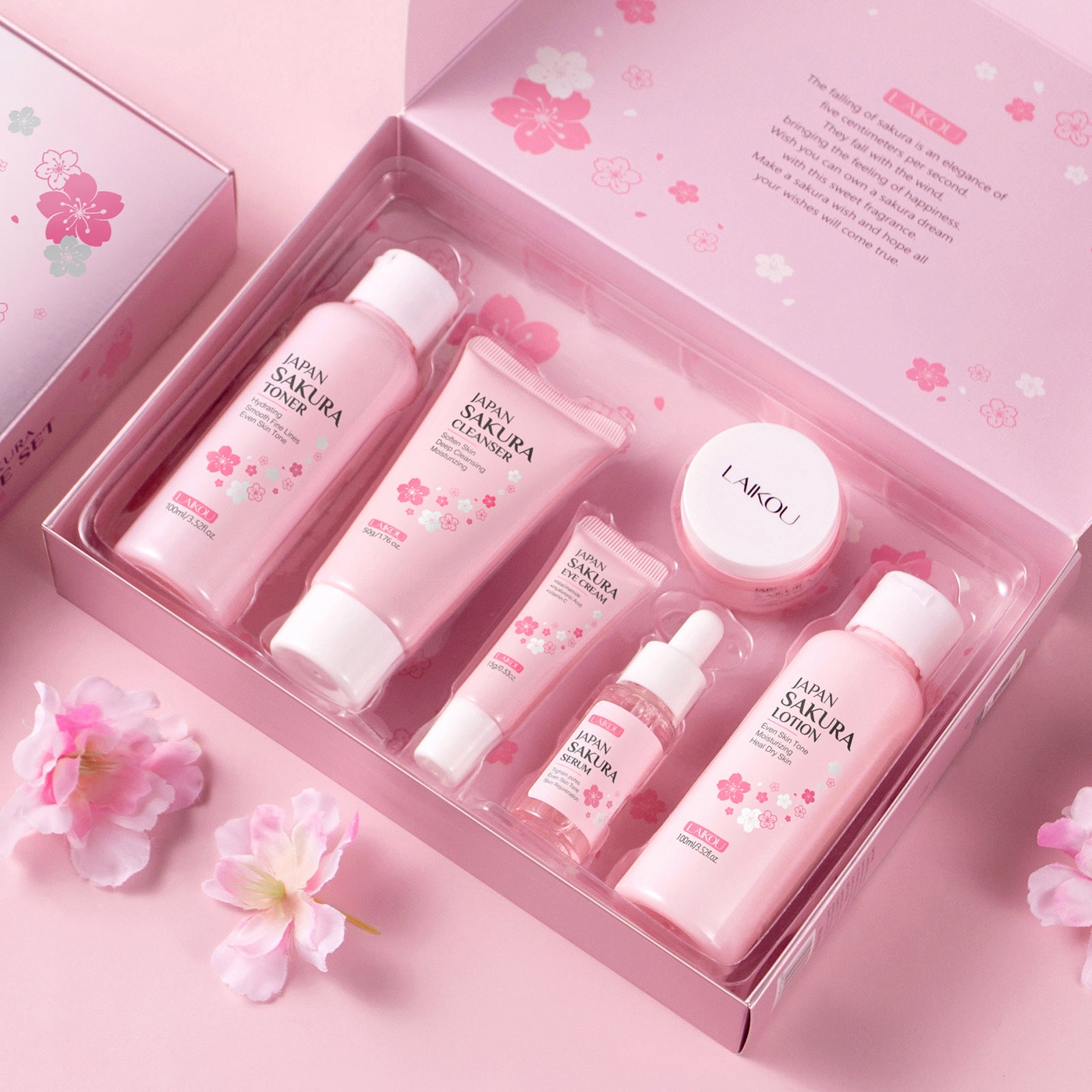 Cherry Blossom Skin Care Set Cleansing And Brightening 6-piece Set