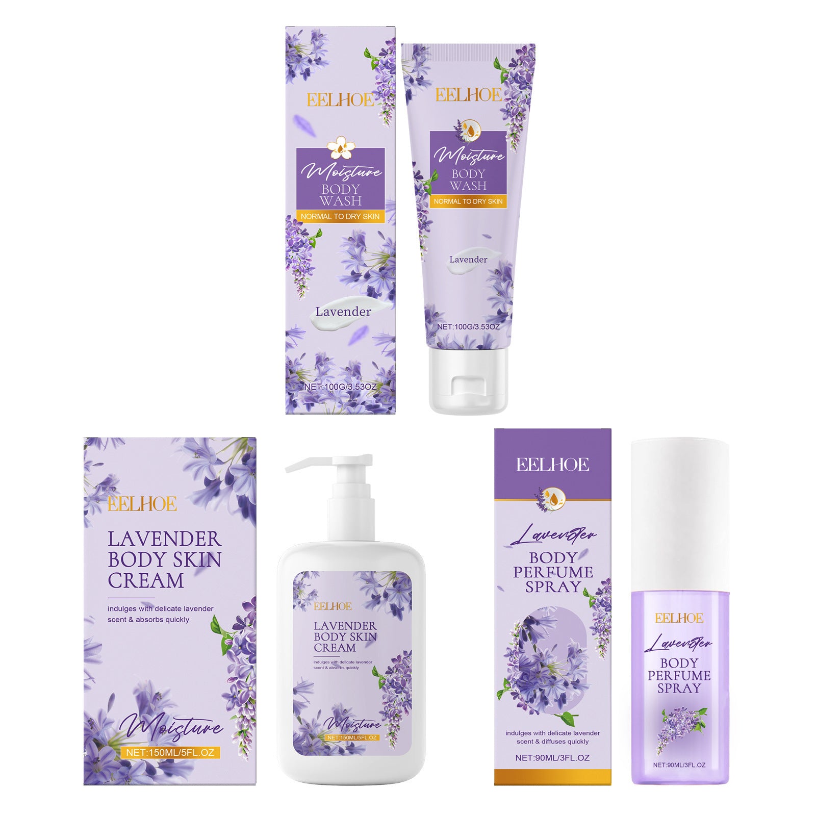 Lavender Body Skin Care Set Gentle Moisturizing Skin